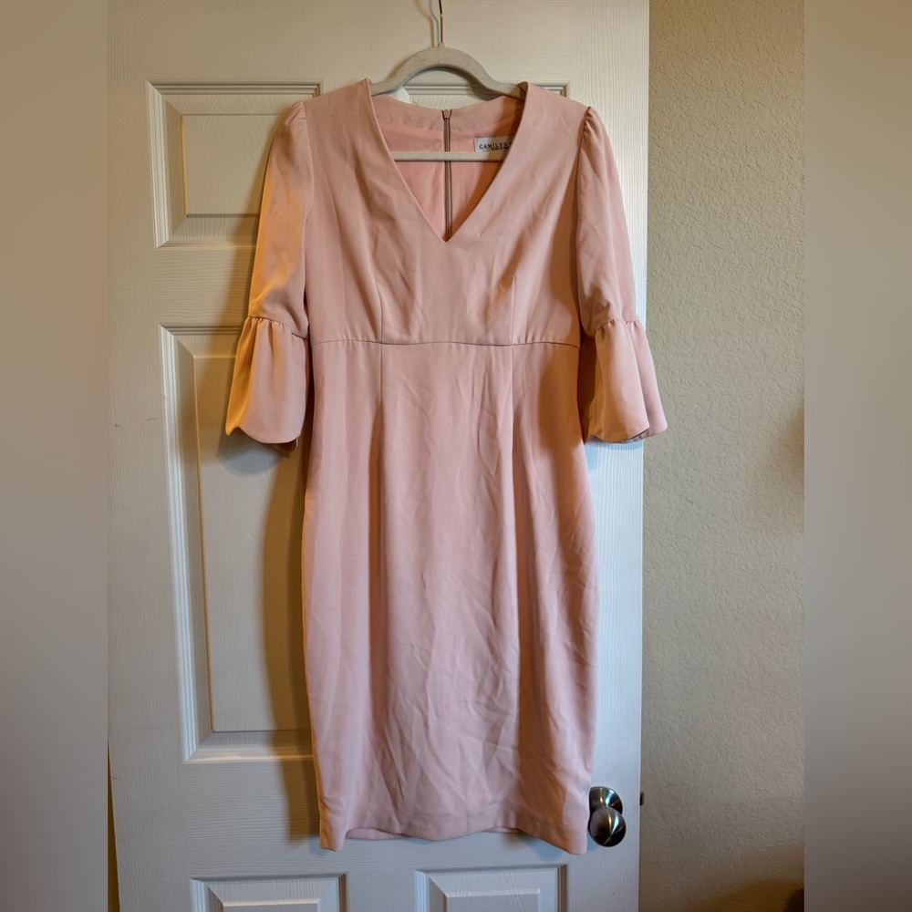 Camilyn Beth Elegant Blush Long Sleeve Dress